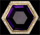 Massiver Fingerring Gelbgold 750/1000 Mit Großem Amethyst Im Sechseck-Schliff (23 X 23 X 10 Mm), Umrandet Von 53 Kleinen - Autres & Non Classés