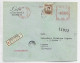 ROMANIA ROUMANIE 2 LEI + EMA 40.00 LETTRE REC COVER BUCURESTI 1944 LUGANO PREGASSONA SUISSE ZENZURAT - Covers & Documents
