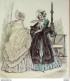 Gravure De Mode Costume Parisien 1838 N°3559 Robes Poult De Soie & Mousseline - Radierungen