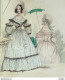 Gravure De Mode Costume Parisien 1838 N°3563 Robe En Poult De Soie Façonnée - Radierungen