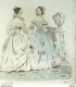 Gravure De Mode Costume Parisien 1838 N°3612 Robes De Crêpe Et Mousseline - Etsen