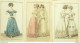 Gravures De Mode Costume Parisien 1824 à 1825 Lot 14 9 Pièces - Eaux-fortes