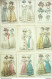 Gravures De Mode Costume Parisien 1826 Lot 34 9 Pièces - Radierungen