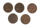 612/ Grande-Bretagne :  5 X 1/2 Penny : 1873 - 1907 - 1917 - 1943 - 1959 - Autres & Non Classés