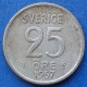 SWEDEN - Silver 25 öre 1957 TS KM# 824 Gustav VI Adolf (1950-1973) - Edelweiss Coins - Suède