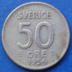 SWEDEN - Silver 50 öre 1954 TS KM# 825 Gustav VI Adolf (1950-1973) - Edelweiss Coins - Suède