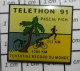 1616c Pin's Pins / Rare Et De Belle Qualité / ASSOCIATION / AFM TELETHON 91 PASCAL PICH TRIATHLON TENTATIVE RECORD DU MO - Associations