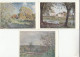 Delcampe - ALFRED SISLEY 1839 1899 POCHETTE AVEC 7 CARTES EN RUSSE ET DOCUMENT - Schilderijen