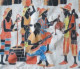 Batik Contemporain  (1990), Bamako, Mali , Afrique De L'Ouest : 150 Cm X 101 Cm - Scène De Village - Tissu Coton épais - Zeitgenössische Kunst