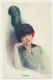 Carte Fantaisie Femme - Chapeau Plume - Mode - Illustrateur Signé BARBER - Barber, Court