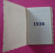 Mini Petit Calendrier De Poche 1936 Trianon Le Colombier  Librairie Piquois Versailles Rue De La Paroisse Yvelines - Tamaño Pequeño : 1921-40