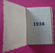 Mini Petit Calendrier De Poche 1936 Trianon Le Colombier  Librairie Piquois Versailles Rue De La Paroisse Yvelines - Formato Piccolo : 1921-40