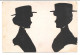 Silhouette - Profil Des Femmes Avec Un Chapeau , 1900 , - Scherenschnitt - Silhouette