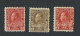 3x Canada Admiral Mint War Tax Stamps #MR2a-2c MR4-2c MR5 Guide Value = $110.00 - Kriegssteuermarken
