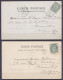 Lot 2 CP Villefranche Affr. 5c Vert Type Blanc N°111 Càd BEAULIEU /NOV 1903 Pour BRUXELLES - 1900-29 Blanc