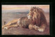 Künstler-AK Majestätischer Männlicher Löwe  - Tigri