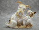 Vintage Porcelain Figurine Of A Dog With A Puppy - Gzel (RUS)