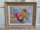 Ancien Tableau Bouquet De Fleurs Signé Simone Chamouillet Artiste Peintre Touraine - Olii