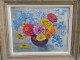 Ancien Tableau Bouquet De Fleurs Signé Simone Chamouillet Artiste Peintre Touraine - Olii