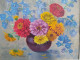 Ancien Tableau Bouquet De Fleurs Signé Simone Chamouillet Artiste Peintre Touraine - Oils