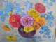 Ancien Tableau Bouquet De Fleurs Signé Simone Chamouillet Artiste Peintre Touraine - Olieverf