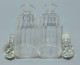 Delcampe - -ANCIEN SERVICE HUILIER VINAIGRIER SEL POIVRE CRISTAL Monture Métal Argenté   E - Glas & Kristall