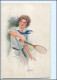 V2139/ Usabal Künstler AK  Frau Spielt Tennis  1918 - Usabal