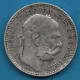 HUNGARY 1 KORONA 1893 KM# 484 Argent 835‰ Silver Franz Joseph I FERENCZ JÓZSEF I - Hongrie