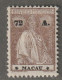 MACAO - N°260 * (1924) Cérès : 72a Brun - Unused Stamps