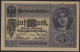 Geldschein Banknote 5 Mark 1917 I. WK Darlehnskassenschein 54 B Mit KN 8stellig - Sonstige & Ohne Zuordnung