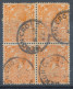 GB 1924 King George V 2d Orange Die I Very Fine Used Block Of Four (two Stamps Small Faults) With Very Rare Thimble 19mm - Oblitérés