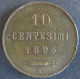 Münze San Marino 1893 R, 10 Centimisi Bronze Vz - San Marino