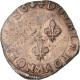 France, Henri III, Double Tournois, 1586, La Rochelle, Cuivre, TB+, Gadoury:455 - 1574-1589 Henry III