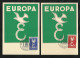 FDC 4 Cartes Maximum Premier Jour Cachet  Strasbourg Et Paris 13/9/1958 N°1173/74 Europa 1958  B/TB Voir Scans  ! ! ! - 1950-1959