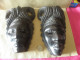 2 Masques Africains En Ebene Sculptés à La Main - Art Africain