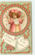 N°18176 - Carte Gaufrée - Clapsaddle - To My Valentine A Greeting Of Love - Fillette Dans Un Médaillon Avec Des Coeurs - Valentijnsdag