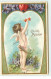 N°17017 - Carte Gaufrée - Cupid's Message - Cupidon Avec Des Coeurs Sur Une Flèche - Valentinstag