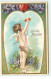 N°17017 - Carte Gaufrée - Cupid's Message - Cupidon Avec Des Coeurs Sur Une Flèche - Saint-Valentin