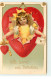 N°17018 - Carte Gaufrée - Clapsaddle - With Love And Devotion - Jeune Fille Sortant D'un Coeur - Valentijnsdag