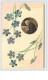 N°5811 - Collage De Timbres - Cut Stamps - Fleurs Bleues + Homme Dans Un Médaillon - Francobolli (rappresentazioni)