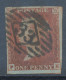 GB QV LE 1d Dark Redbrown Superb Used Four Margins Plate 37 (PK) Cancelled By LONDON Numeral „33“ (Inland Office 33A), - Gebraucht