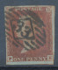 GB QV LE 1d Dark Redbrown Superb Used Four Margins Plate 37 (PK) Cancelled By LONDON Numeral „33“ (Inland Office 33A), - Usados