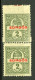 1916. SÜRGŐS Bélyeg Szép Tétel, Függőleges Pár , Fogazó Gép Ugrással - Lettres & Documents