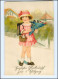 Y15644/ Einschulung Mädchen Mit Schultüte Litho Ak Ca.1930  - Children's School Start