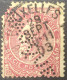 Timbre Belgique Effigie De S.M. Le Roi Léopold II 10c Perfin Qui Déborde - 1884-1891 Leopoldo II