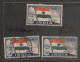 India ;Indian National Flag.  3 Stamps  ERRORS  1 WATERMARK INVRTETED (USED, FULL CANCELATION ) 2. SMUGED PRINT - Plaatfouten En Curiosa