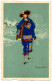 ART NOUVEAU / ART DÉCO - MAUZAN : SUPERBE JEUNE FEMME En HIVER - MANTEAU BLEU Et CHAPEAU De FOURRURE ~ 1920 (an382) - Mauzan, L.A.