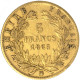 Second-Empire-5 Francs Napoléon III Tête Laurée 1865 Strasbourg - 5 Francs (gold)