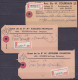 Lot De 12 étiquettes De Sac Recommandés De LIEGE, LE ROEULX, BRUXELLES, ANGLEUR, … Pour JEMEPPE-SUR-SAMBRE De 1971 à 198 - Cartas & Documentos
