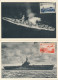 Algérie 2 Cartes Maximum OEUVRES DE LA MARINE Porte Avions ARROMANCHE Batiment RICHELIEU 1949 NAVALE - Maximumkarten